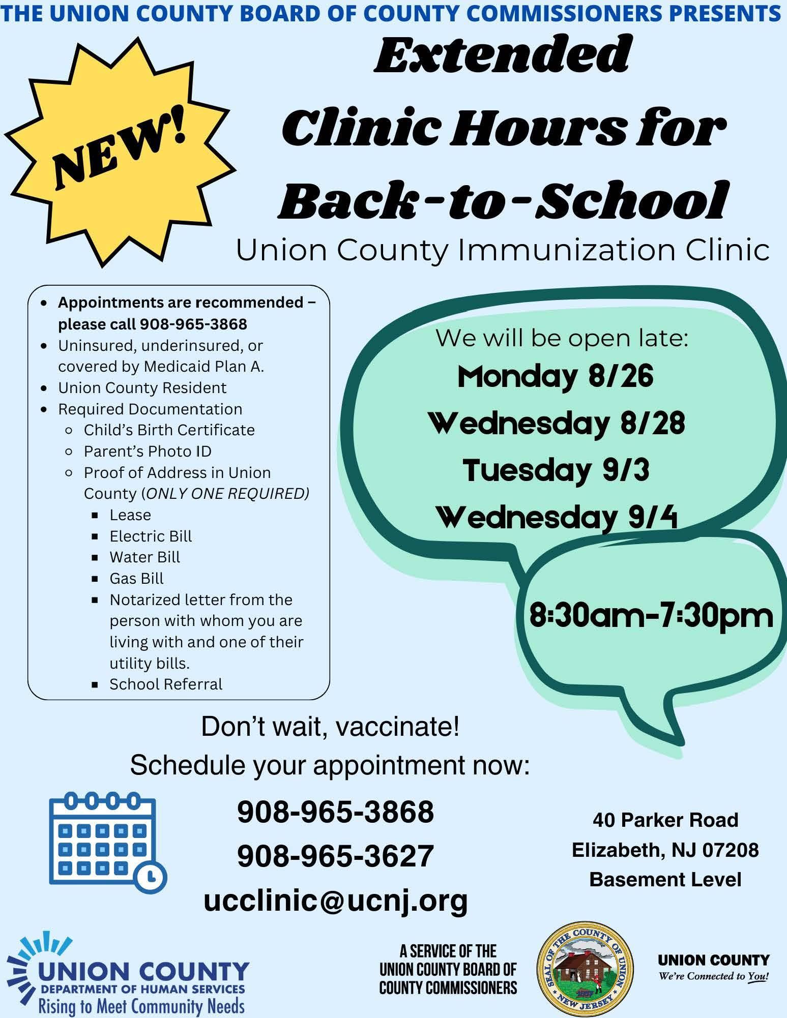 Extended Clinic Hours for Back-to-School